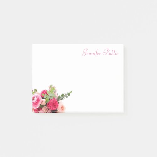 Handwritten Name Chic Template Watercolor Floral Post_it Notes