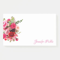 Handwritten Name Chic Watercolor Floral Template Post-it Notes