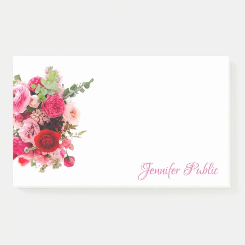 Handwritten Name Chic Watercolor Floral Template Post_it Notes