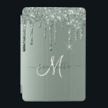 Handwritten Name Dark Green Metal Glitter Monogram iPad Mini Cover<br><div class="desc">The design is a photo and the cases are not made with actual glitter, sequins, metals or woods. This design is also available on other models. You may also transfer this design to another product. No actual glitter was used to make this product. This design may be personalized in the...</div>