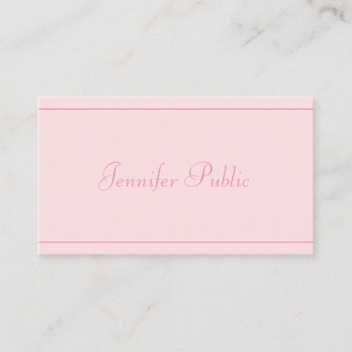 Handwritten Name Elegant Pink Background Template Business Card