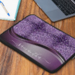 Handwritten Name Glam Purple Metal Glitter   Laptop Sleeve<br><div class="desc">This design may be personalized in the area provided by changing the photo and/or text. Or it can be customized by clicking Personalize this Template and then choosing the click to customize further option and delete or change the color of the background, add text, change the text color or style,...</div>