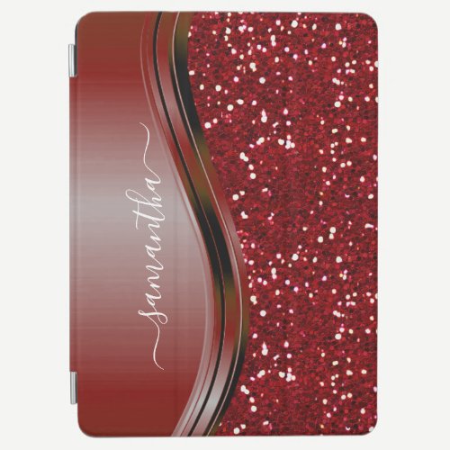 Handwritten Name Glam Red Metal Glitter iPad Air Cover