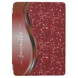 Handwritten Name Glam Red Metal Glitter Look iPad Air Cover