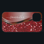Handwritten Name Glam Red Metal Glitter s10 iPhone 13 Case<br><div class="desc">The design is a photo and the cases are not made with actual glitter, sequins, metals or woods. This design is also available on other phone models. Choose Device Type to see other iPhone, Samsung Galaxy or Google cases. Some styles may be changed by selecting Style if that is an...</div>