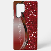 Handwritten Name Glam Red Metal Glitter s10 Samsung Galaxy Case (Back)