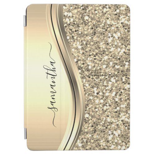Handwritten Name Glam Silver Metal Glitter iPad Air Cover