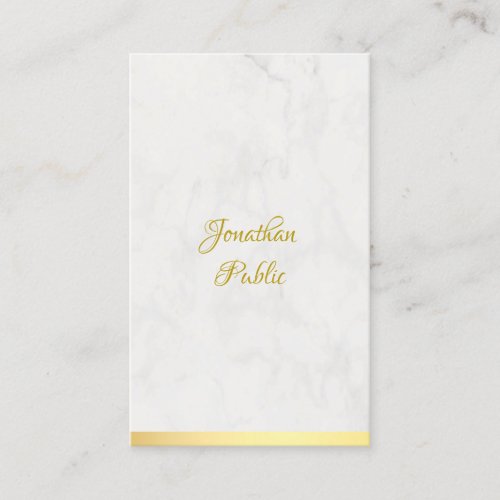 Handwritten Name Gold And Marble Modern Elegant Business Card