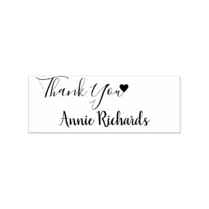 Handwritten Name Heart to say Thank You Rubber Stamp