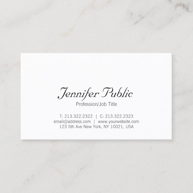 Handwritten Name Minimalist Modern Template Business Card (Front)