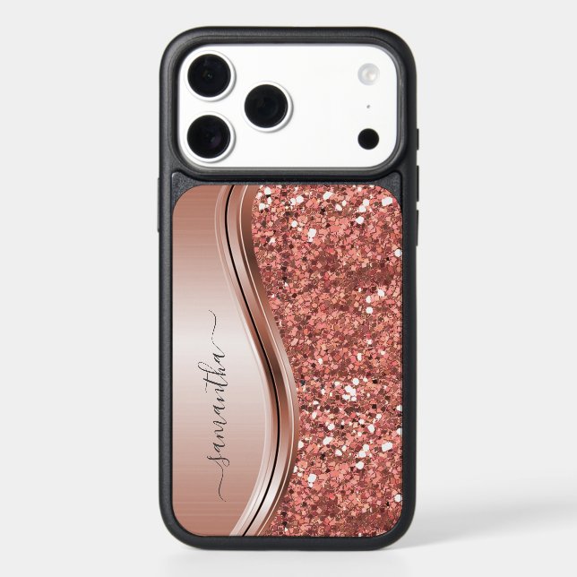 Handwritten Name Mint Green Metal Glitter 12 Otterbox iPhone Case (Back)