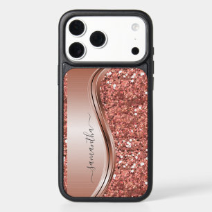 Handwritten Name Mint Green Metal Glitter 12 iPhone 17 Pro Max Case