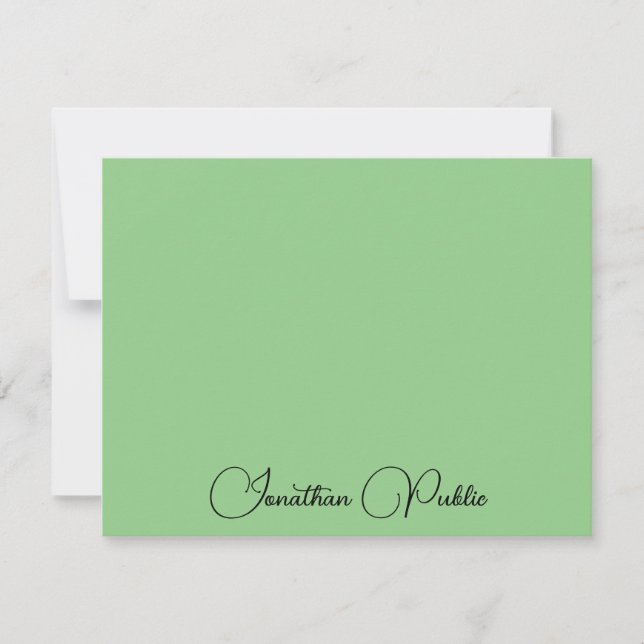 Handwritten Name Modern Elegant Trendy Note Card (Front)