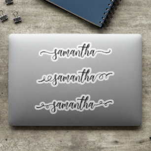 Handwritten Name Monogram Brush Script Squiggly  Sticker