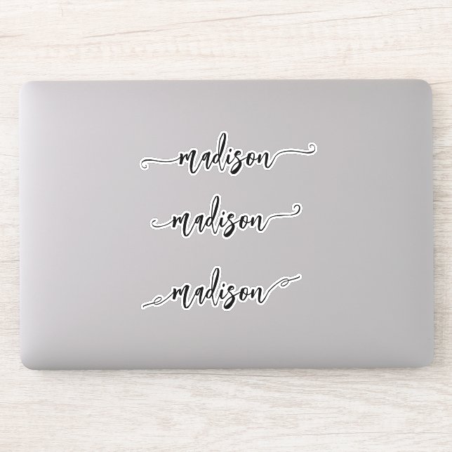 Handwritten Name Monogram Brush Script Sticker (Computer)