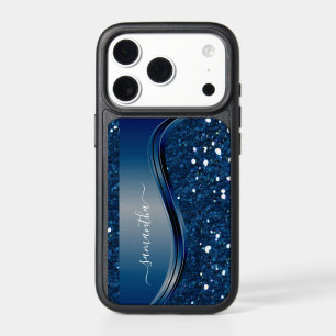 Handwritten Name Navy Blue  Metal Glitter 12 iPhone 17 Pro Case