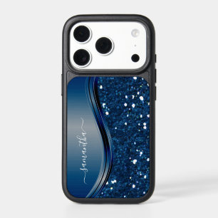 Handwritten Name Navy Blue  Metal Glitter 12 iPhone 17 Pro Case