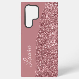 Handwritten Name pink Metal Faux Glitter Samsung Galaxy S22 Ultra Case