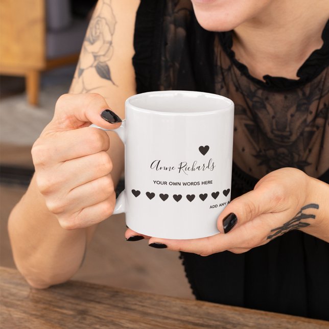 handwritten name signature with love hearts white coffee mug (love coffee moments)