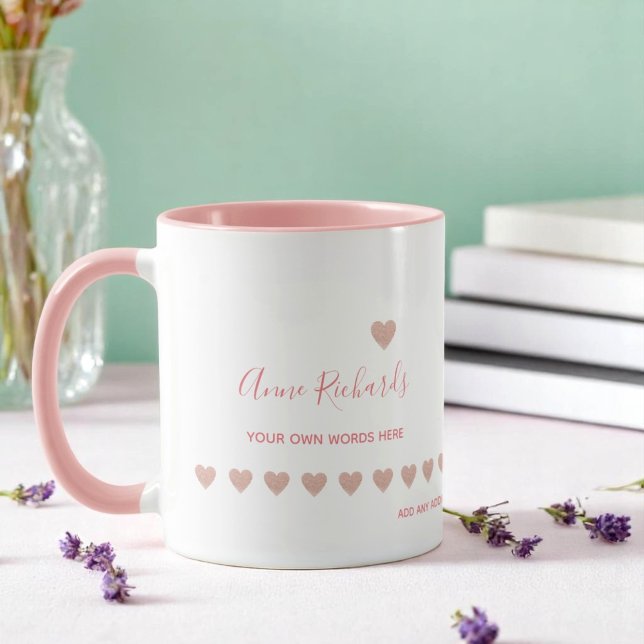 Handwritten Name Signature with Pink Love Hearts  Mug (Creator Uploaded)