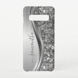 Handwritten Name Silver Metal Faux Glitter  Samsung Galaxy S10 Case<br><div class="desc">The design is a photo and the cases are not made with actual glitter, sequins, metals or woods. This design is also available on other phone models. Choose Device Type to see other iPhone, Samsung Galaxy or Google cases. Some styles may be changed by selecting Style if that is an...</div>