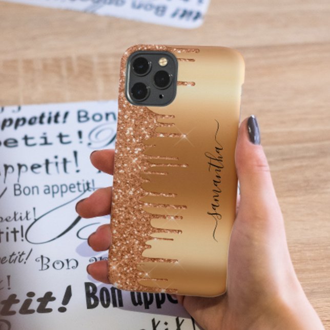 Handwritten Name Terra Cotta Earthy Glitter Drips  Case-Mate iPhone Case (Creator Uploaded)