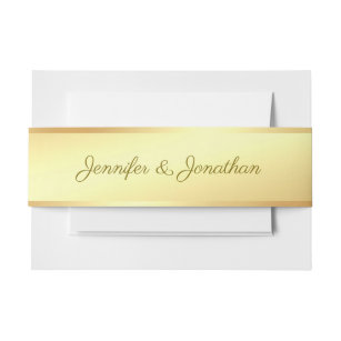 Handwritten Name Text Gold Look Template Elegant Invitation Belly Band