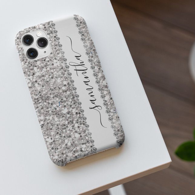 Handwritten Name White  Diamond Glitter look  Case-Mate iPhone Case (Creator Uploaded)