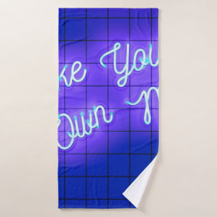 Handwritten neon glowing text Make Your Own Magic Bath Towel