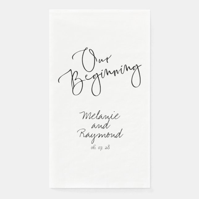 Handwritten Our Beginning Dinner Napkins (Front)