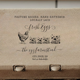 Handwritten Pasture Raised Egg business Stamp