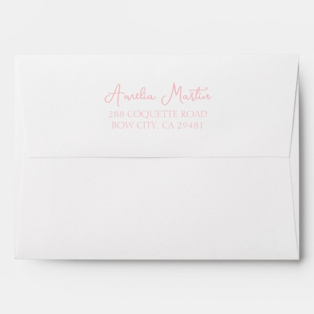 Handwritten Personalized Bow Pink Bridal Shower Envelope (Back (Top Flap))