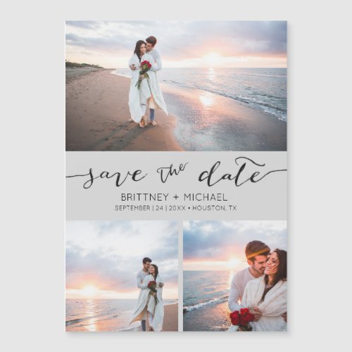 Handwritten Photo Collage Grey Save the Date