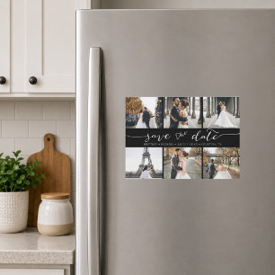 Handwritten Photo Collage Save the Date Black