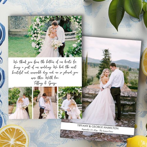 Handwritten Photo Collage Wedding Thank You Card