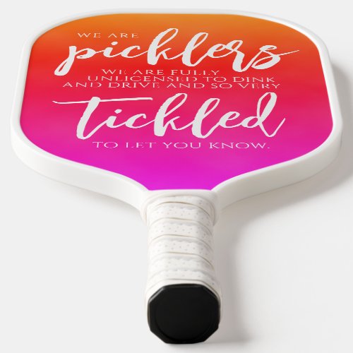 Handwritten Picklers Dink  Drive Pink Chalkboard Pickleball Paddle