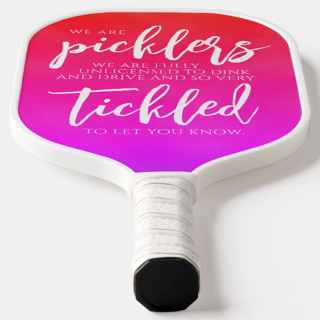 Handwritten Picklers Dink & Drive Pink. Chalkboard Pickleball Paddle (Laydown)