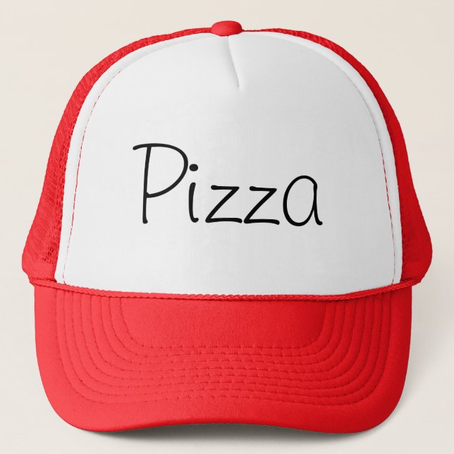 Handwritten Pizza Red Trucker Hat (Front)