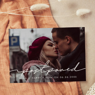 Handwritten Postponed wedding announcement Postcard