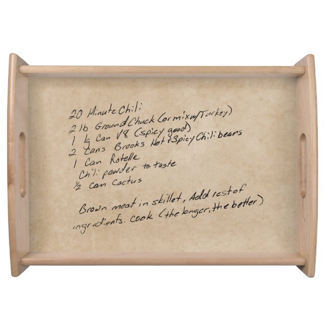 Handwritten Recipe Family Keepsake Custom Photo Serving Tray (Front)