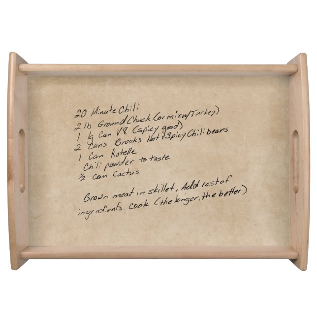 Handwritten Recipe Family Keepsake Custom Photo Serving Tray (Front)