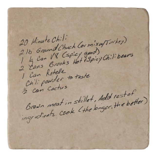 Handwritten Recipe Family Keepsake Custom Photo Trivet (Front)