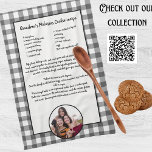 Handwritten Recipe Gray White Plaid Photo  Kitchen Towel<br><div class="desc">Gray & White  Buffalo Plaid. Add a Photo Template Look of Handwriting kitchen towel. Type in your own recipe or keep my grandma's cookie recipe.
Create your own Recipe keepsake. Our Personalized products are great gifts for any reason.</div>