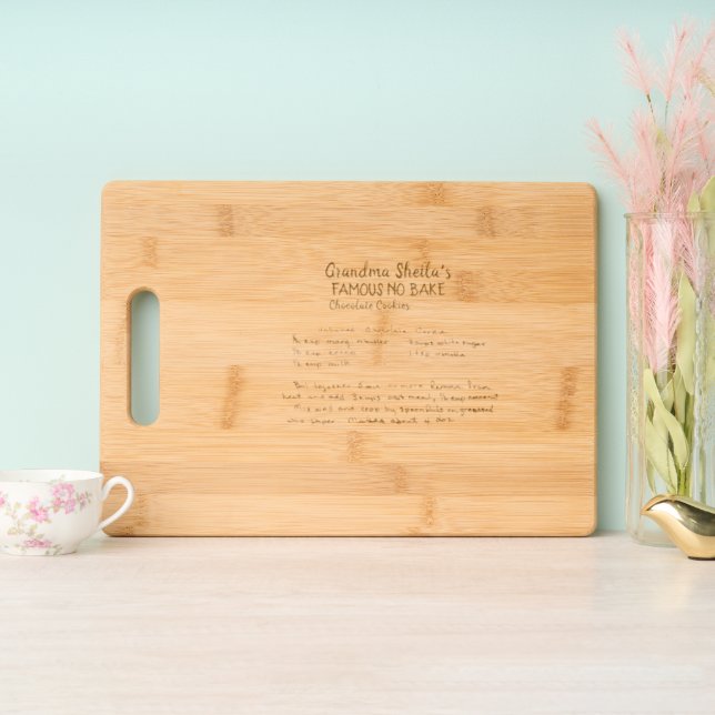 Handwritten Recipe Keepsake Engraved Cutting Board (Upright)