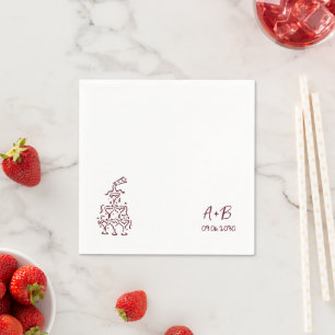 Handwritten retro Champagne Tower Wedding Napkins
