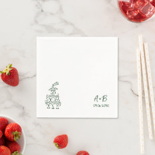 Handwritten retro Champagne Tower Wedding Napkins
