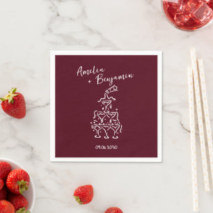 Handwritten  retro Champagne Tower Wedding  Napkins