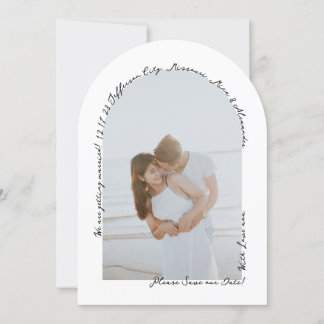 Handwritten Retro Simple Doodle Black and White Save The Date