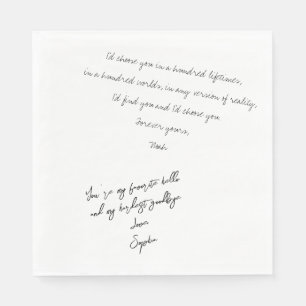 Handwritten Romantic Calligraphy Custom Love Note Napkins