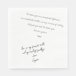 Handwritten Romantic Calligraphy Custom Love Note Napkins